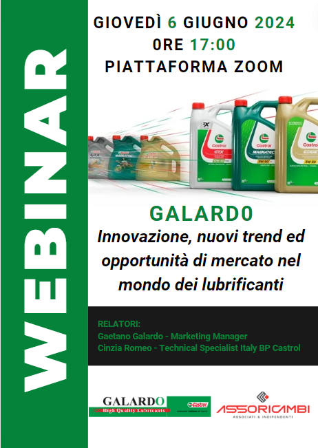 WEBINAR GALARDO: Innovazione, nuovi trend ed opportunit di mercato nel mondo dei lubrificanti